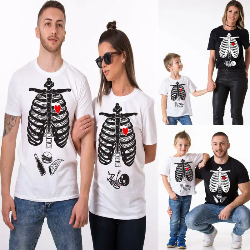 Детские Майки для родителей и детей на Хэллоуин топы женщин мужчин футболки с