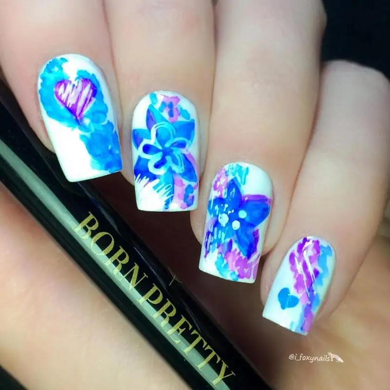 BORN PRETTY Blossoming Gel Nail Polish Water Ink Color Painting Pen Flower Irregluar Effect Art Varnish DIY Design | Красота и