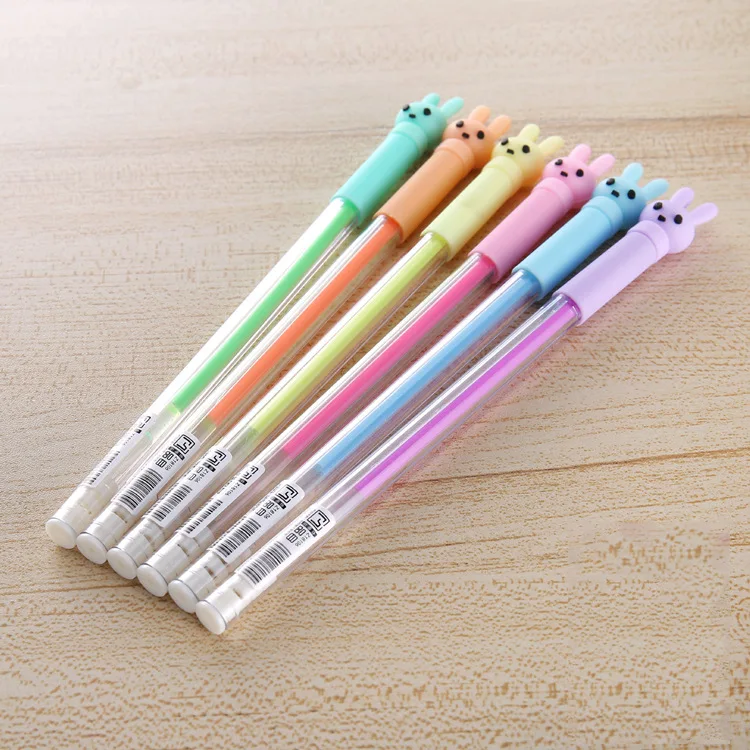 

48pcs Kawaii Rainbow Rabbit Colored Pens Cute Animal Pens for School Markers Kids Gift Cute Office Korean Stationery Things