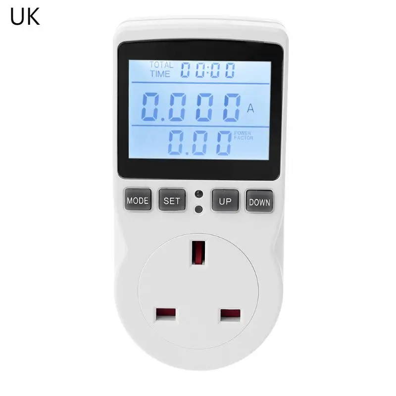 1pc Backlight Power Meter Socket EU/US/UK Plug Energy Current Voltage Watt Electricity Cost Measuring Monitor Outlet | Инструменты