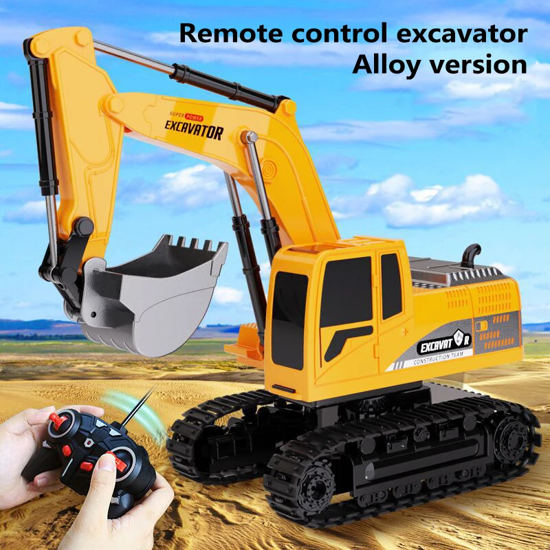 

New 1:24 Alloy Plastic Engineering Vehicle Remote Control Excavator Wireless Remote Control Toy Car Christmas Gift For Children