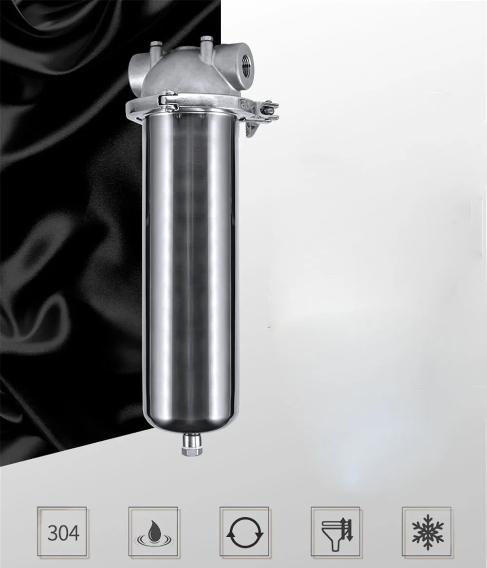 Front Filter SS304 Stainless Steel Well Water Tap Pipe Central Purifier Pre-filter 20" DN15/DN20 with Drain Outlet | Обустройство