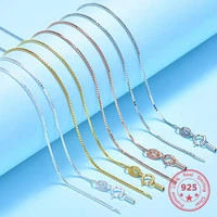 925 sterling silver color necklace 0 650 8mm 45cm box chain female clavicle chain four colors to choose accessories for jewelry