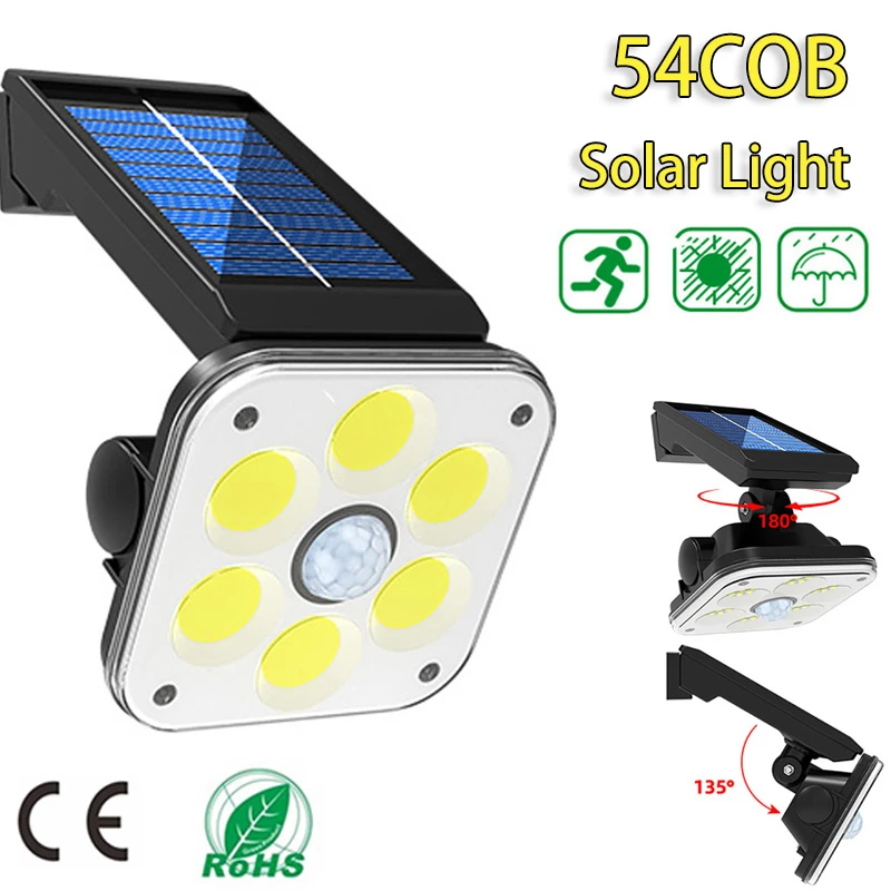 

Светодиодный уличный фонарь на солнечной батарее, водонепроницаемый садовый светильник с сенсором и перезаряжаемой лампочкой для сада, ул...