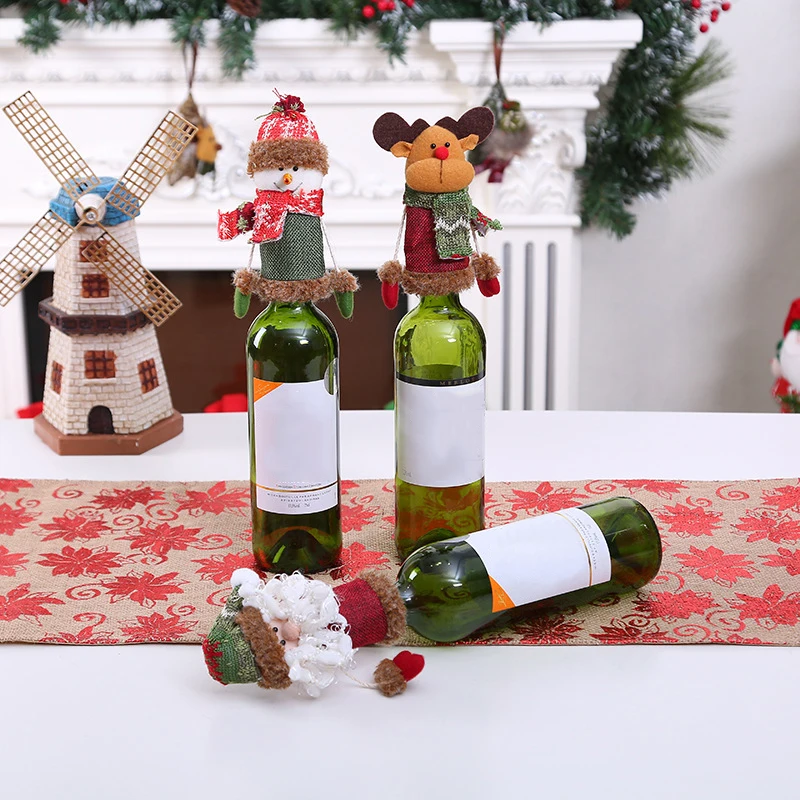 Mini Christmas Hat Design Wine Bottle Lid Santa Claus Elk Dust Cover Merry Xmas Dinner Decor DIY Home Party Supplies | Дом и сад
