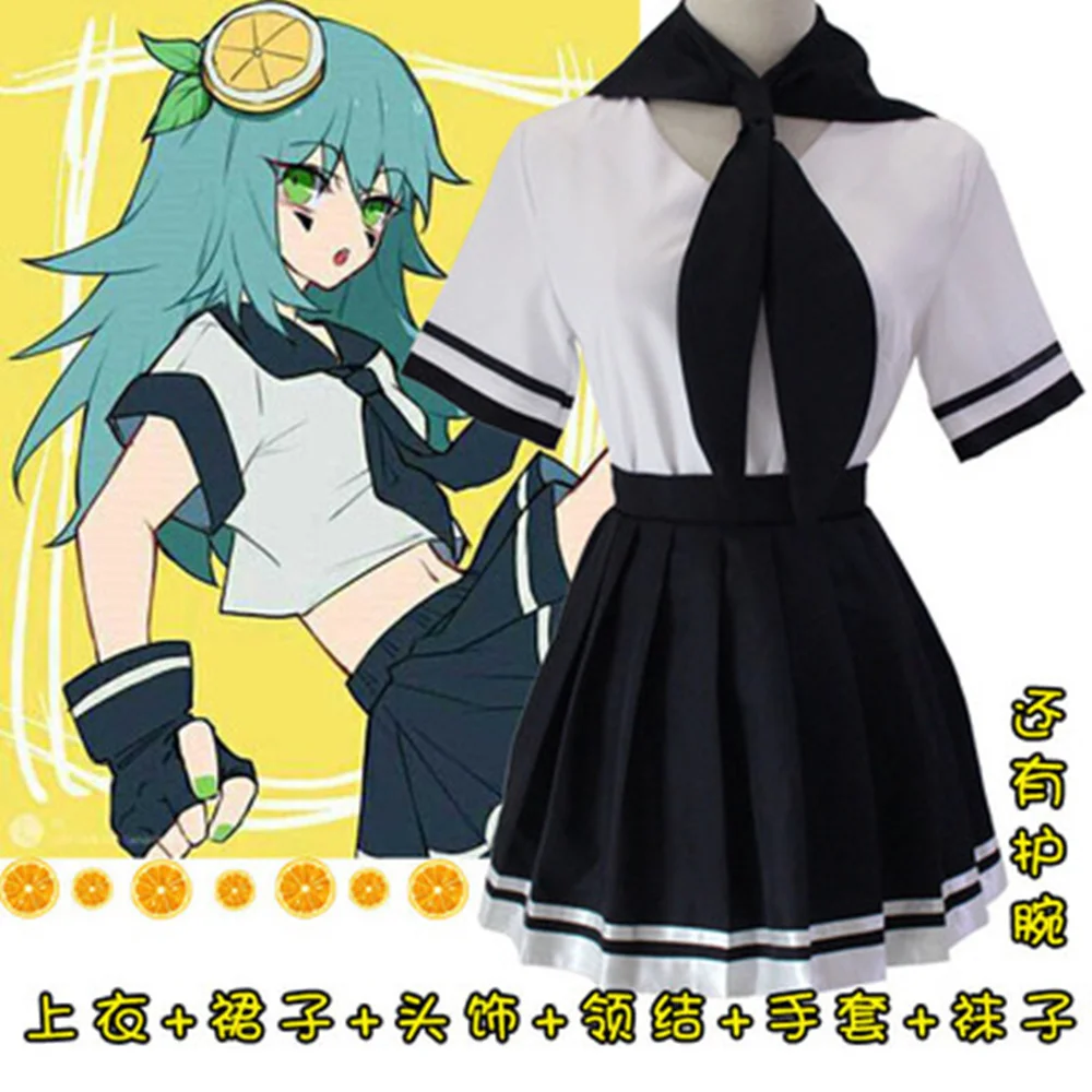 

Hight Quality Anime Aotu World Lemon Girl Anlijie Sailor Suit Woman Cosplay Costume Top + Skirt + Tie + Headwear + Golves +Socks