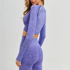 Топ женский спортивный, с длинным рукавом, бесшовный укороченный, с пуш-ап, Быстросохнущий