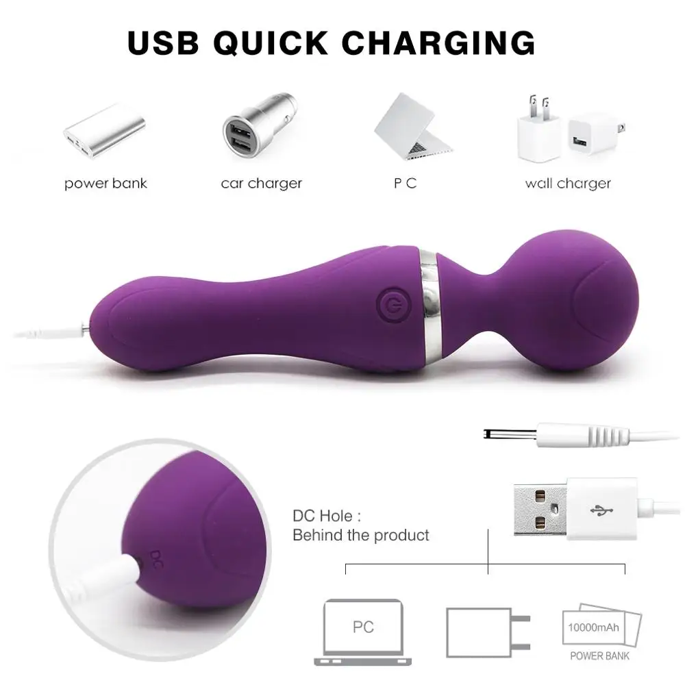 Powerful USB Charge Magic AV Wand Vibrator Clitoris Stimulator Sex Toys for Woman G-Spot vibrating Massager Products | Красота и