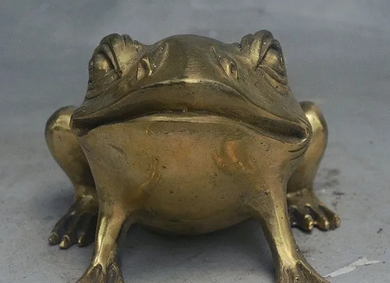 4 дюймовая стандартная латунная Статуэтка лягушки для благоприятного богатства