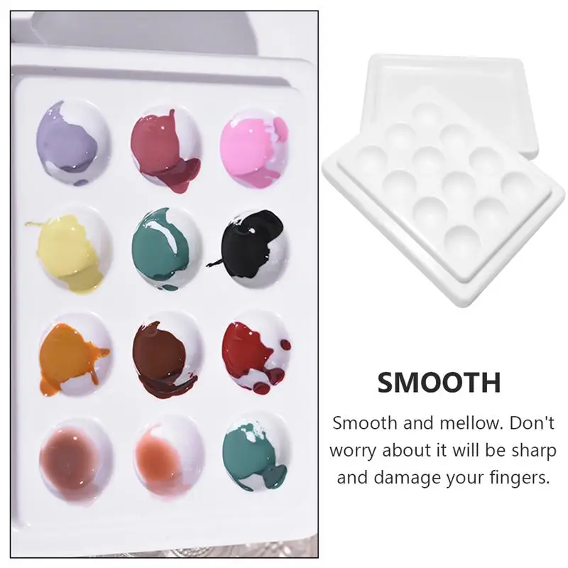 

12-grid Ceramic Nail Art Palette Manicure Watercolor Palette Dustproof Manicure Palette Ceramic Nail Art Palette for Salon Dorm