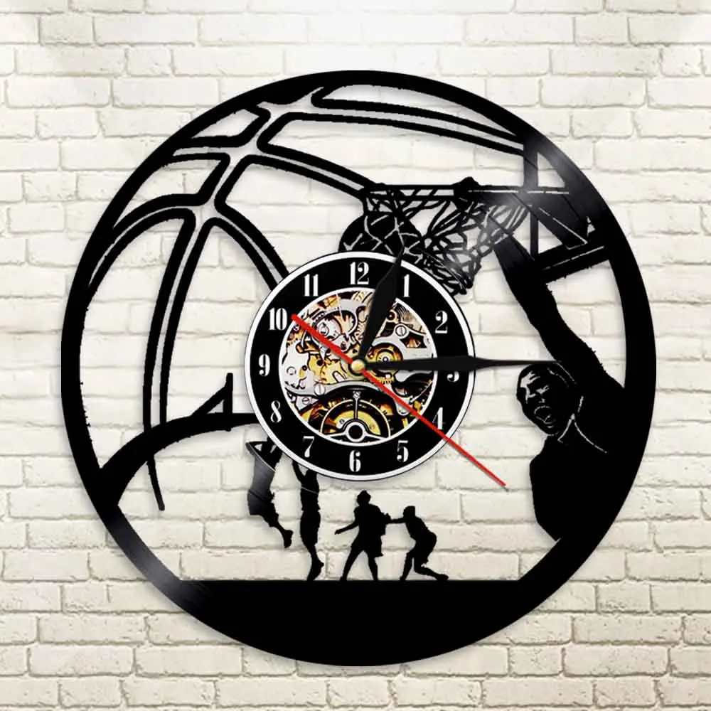 Баскетбольный плеер Slam Dunk настенные часы с виниловой пластиной для одной руки