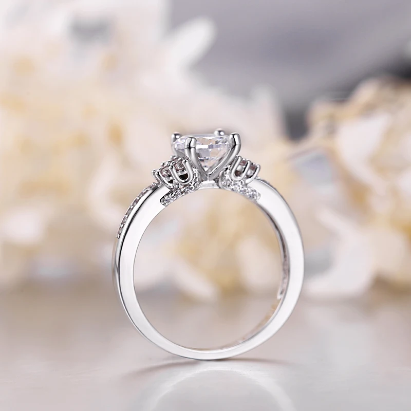 ANGELFRIGG New Design Korean Silver Color Finger Rings With Clear CZ For Women Valentine's Day Wedding Fashion Jewelry Gift | Украшения