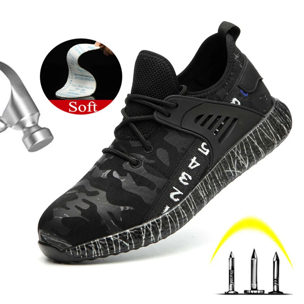 Work Safety Shoes With Puncture Proof Work Anti-smashing Construction Steel Toe Cap...