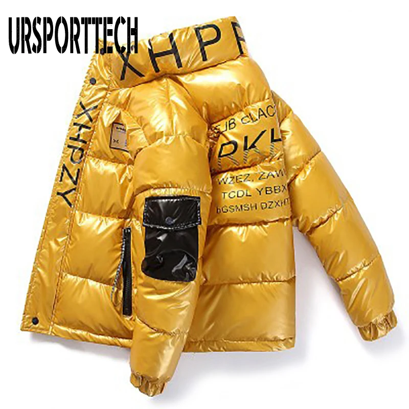 New Bright Leather Winter Jacket Men Casual Parka Outwear Waterproof Thicken Warm Jackets Male Stand Collar Windproof Coat