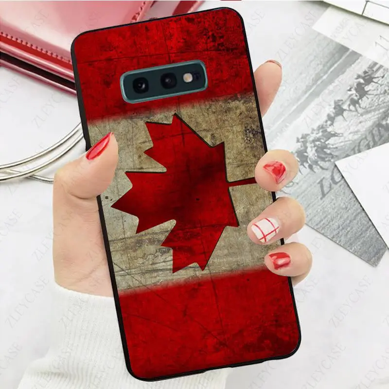 Черный чехол для телефона с канадским флагом samsung galaxy s10plus s10e s10lite s9 s8plus s20plus s7 s6edge