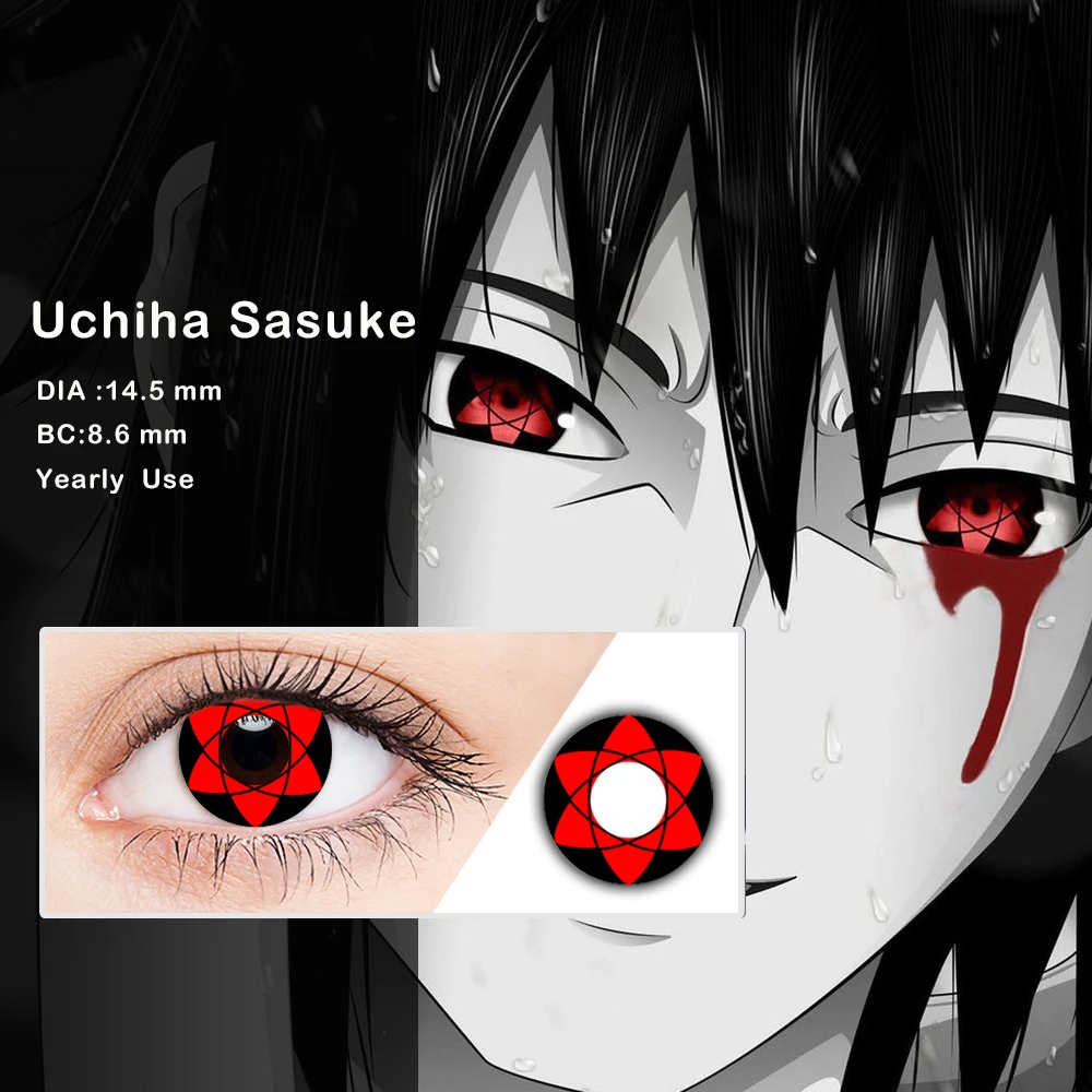 cosplay red lenses sharingan colored lenses anime accessories cosplay contact lens black out sasuke kakashi sharingan contacts free global shipping