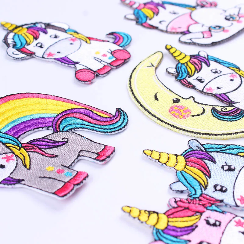 С изображением героев мультфильмов для нашивка единорога вышивка клеевые