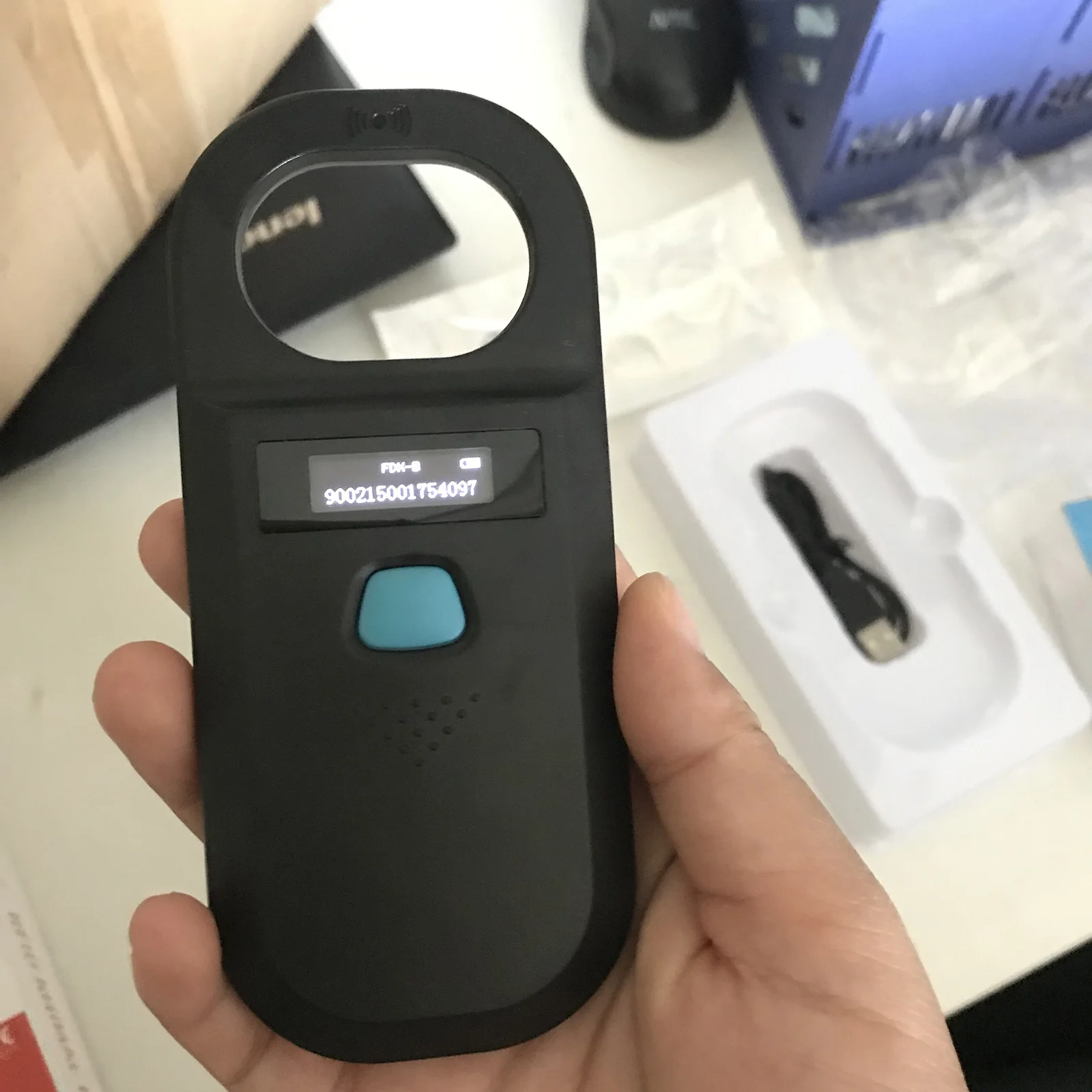 RFID микрочип Ручной цифровой сканер для животных USB Перезаряжаемый считыватель ID