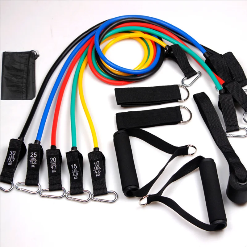 11 Pcs/set Latex Resistance Bands Mountaineering Hook Crossfit Training Exercise Yoga Tubes Pull Rope Workout Fitness Equipment |