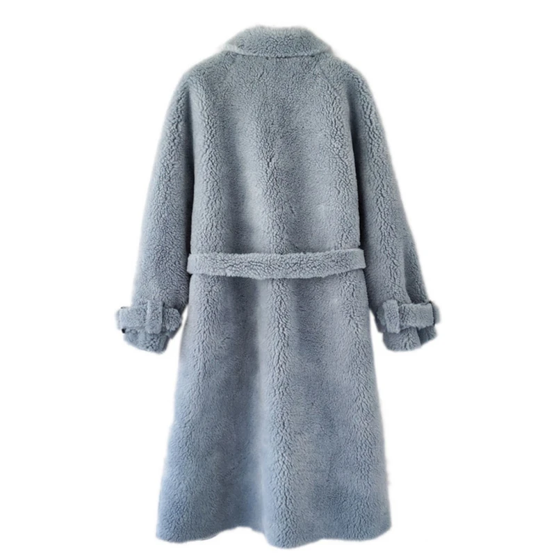 Размера плюс leioouna высшего качества искусственная шерстяная куртка с мехом