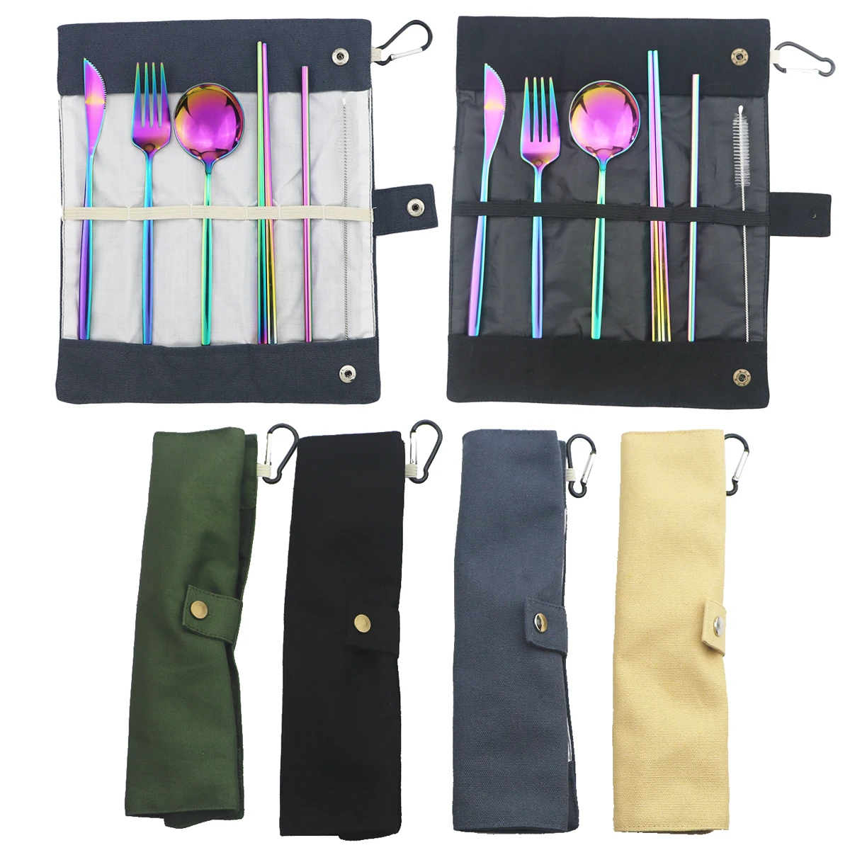 Нож вилка ложка соломенная посуда набор Портативный Столовые приборы Металл