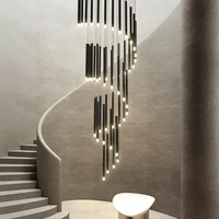 modern led chandelier lightingused for living room staircase decoration black gold long chandelier power 243090147w 90 260v