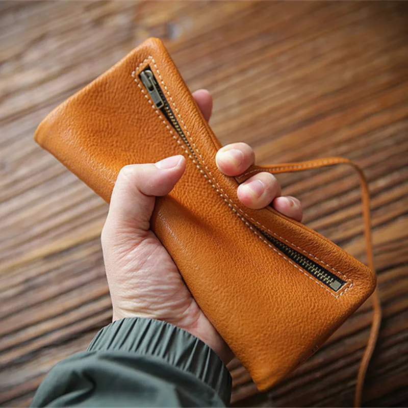 LEACOOL мужской кошелек из натуральной воловьей кожи длинный Стильный винтажный