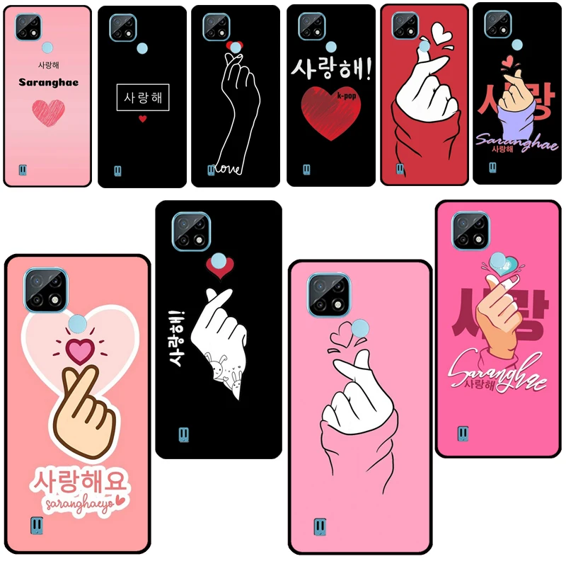 Милый корейский шрифт Saranghae «Я тебя люблю» для OPPO Realme 7 8 Pro Q3 C3 C11 C15 C21 GT чехол для телефона для OnePlus 9R 8T Nord 2 8 9 Pro