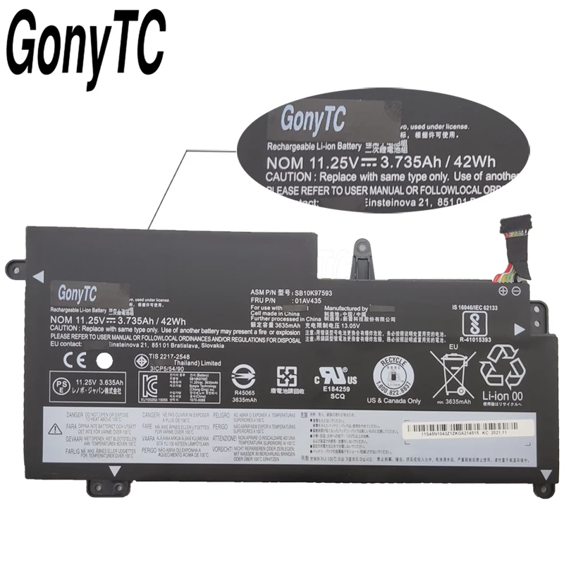 01AV435 01AV436 подлинный SB10K97593 Аккумулятор для Lenovo THINKPAD 13 GEN 2 20J1 S2 20GKS06300 | Компьютеры и