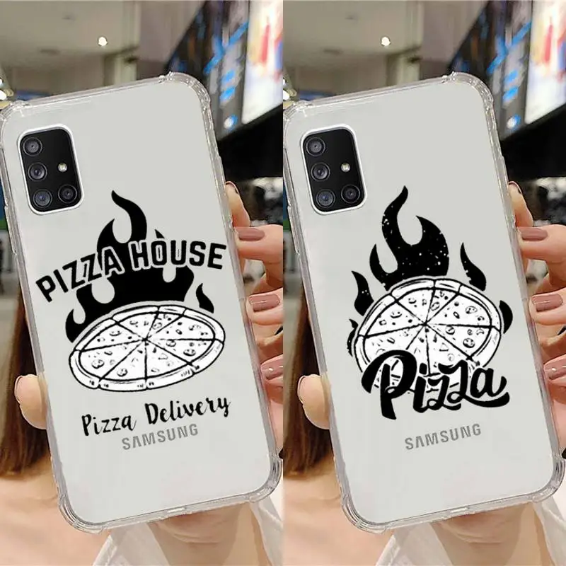 

Pizza black funny Phone Case Transparent For Samsung Note A 7 8 9 10 20 50 51 71 90 20 11 81 e LITE Ultra PRO Soft Clear coque