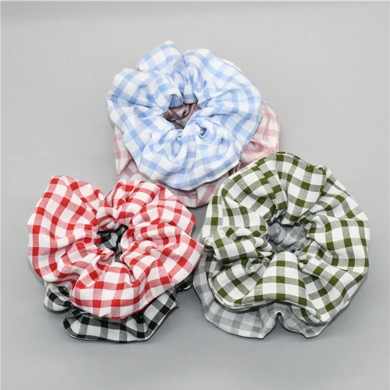 Хит продаж клетчатые резинки для волос аксессуары женщин и девушек эластичные