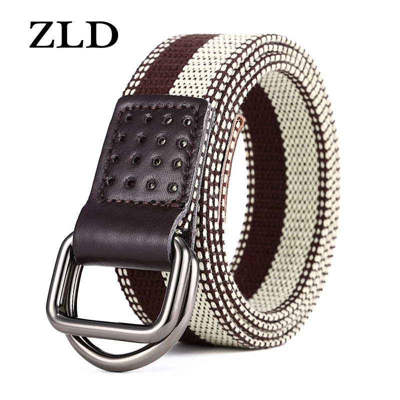 

ZLD New fashion trend alloy double ring buckle men's canvas woven belt outdoor leisure belt hypoallergenic business ladies belt