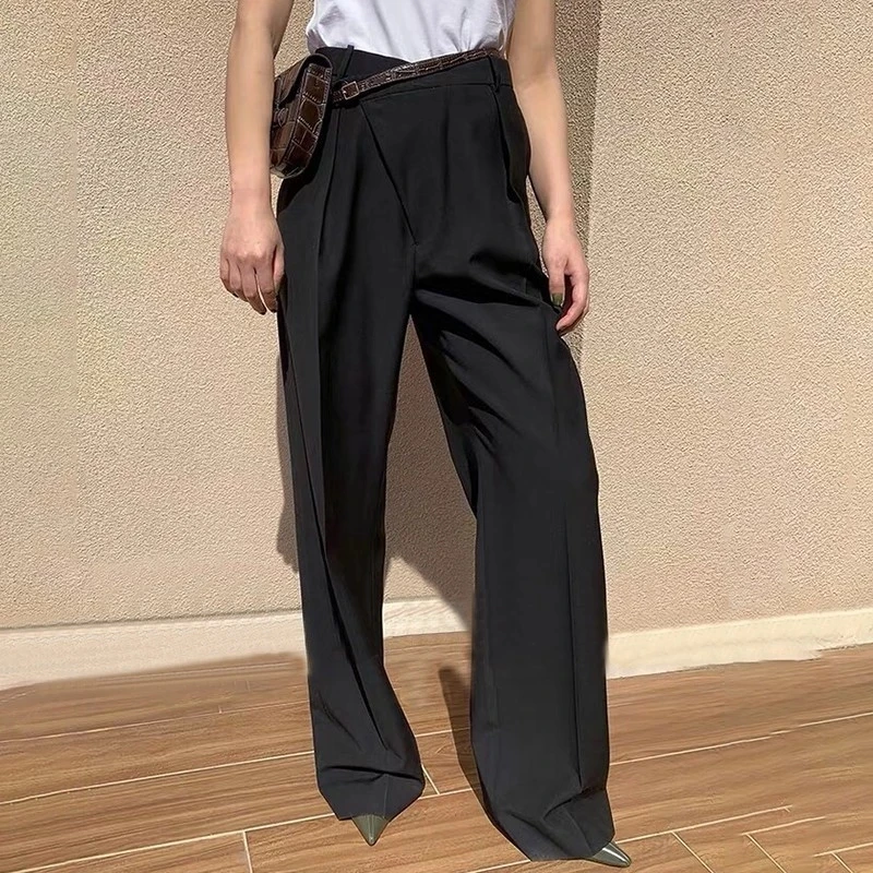 

Casual solid color high waist women's pants button plus size trousers women Korean version 2020 spring fashion clothes new