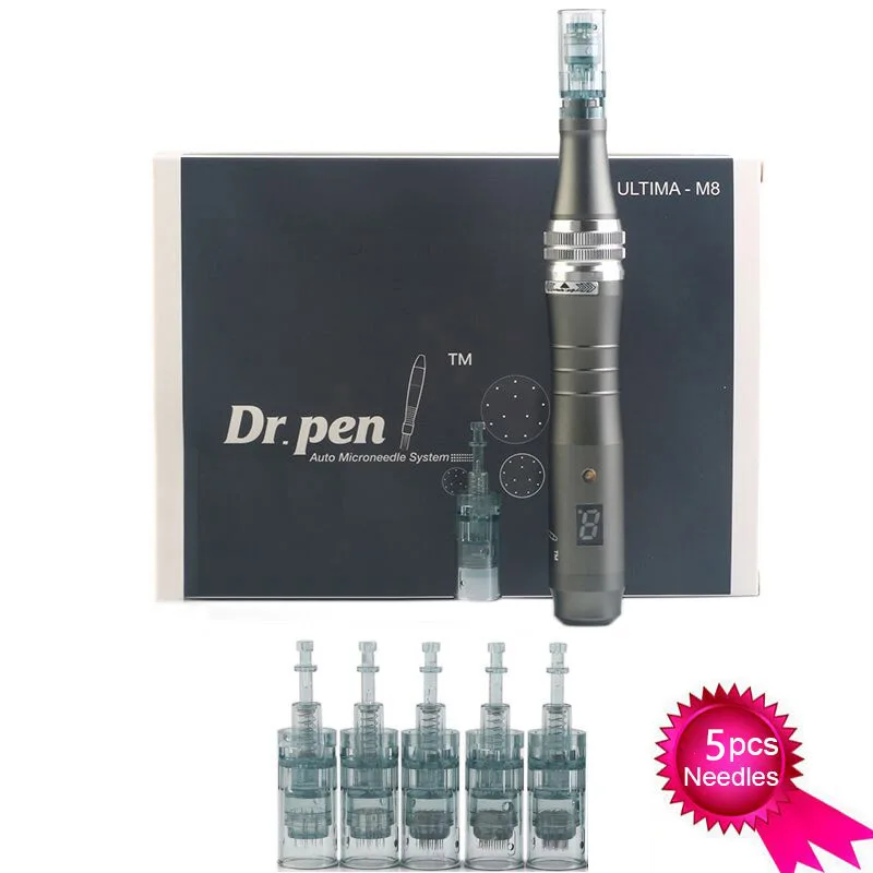 Professional Wireless Dr. Pen M8 Digital Display 6 LEVELS rechargeable Microneedling Pen with 7 PCS needles