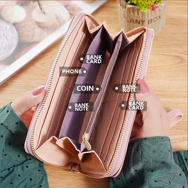 Кошелек на двойной молнии с застежкой и ремешком запястье кошелек из