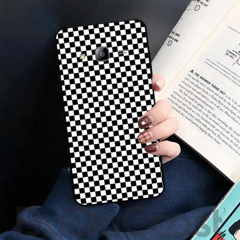 

Checkerboard line art pattern Phone Case For Samsung galaxy S 7 8 9 10 20 edge A 6 10 20 30 50 51 70 note 10 plus