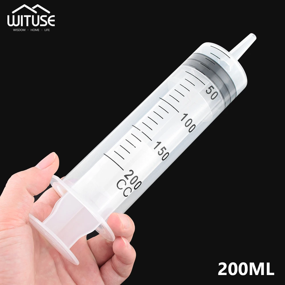 

200ML Big Syringe Reusable Large Hydroponics Nutrient large plastic Health Measuring Injector Tools Dog Cat Feeding Accessories
