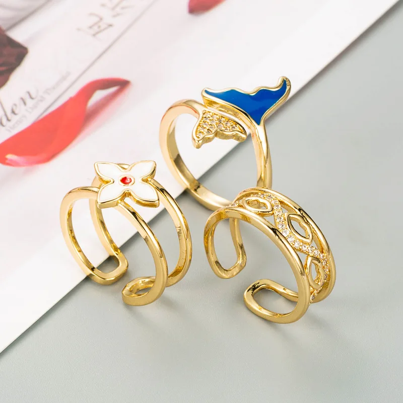 

2021New Gothic Luxury Golden Open Ring For Woman Fashion Korean Jewelry Unusual Wedding Rings Girl's Finger Accessories Gift