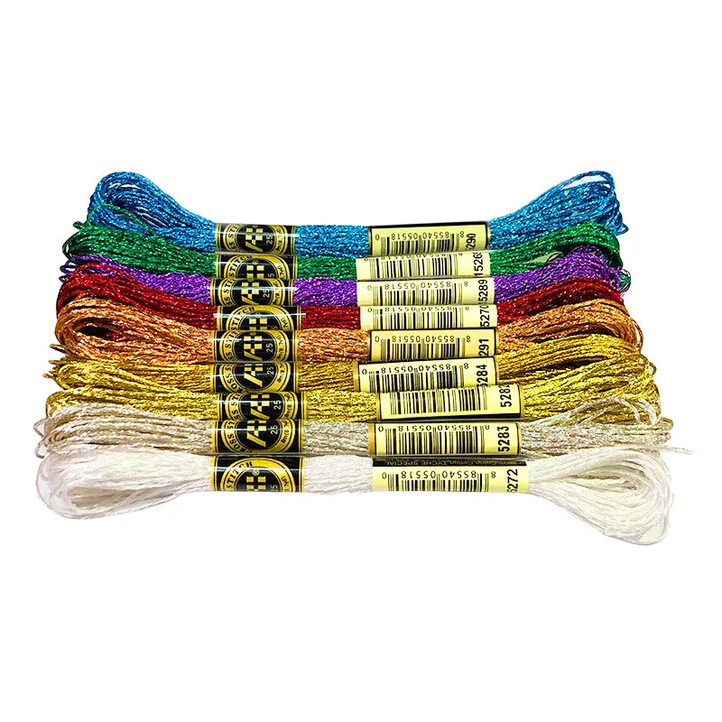 

Высокое качество цвет золотой и серебряный нитки DIY ручной крест нитки для вышивания крестиком 8 метров 12 нитей швейная нить