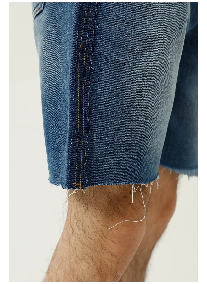 

IEFB Men's Clothing Contrast Color Patchwork Jeans Shorts Summer New Korean Trend Personal Ink White Design Denim Shorts 9Y8030