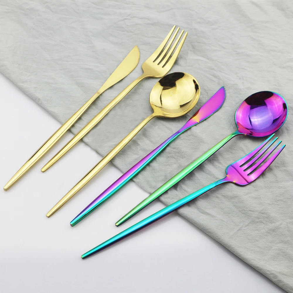 3 шт набор посуды Набор радужных столовых приборов Нержавеющая сталь столовый