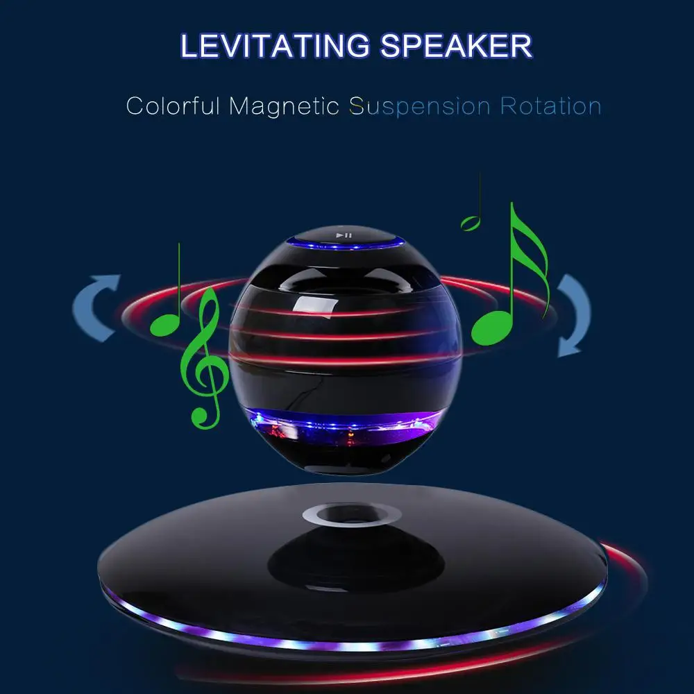 Магнитная левитация 3D Bluetooth динамик вращающийся с красочным Светодиодный поддержка для iOS Android телефон Hands-free Звонки R20