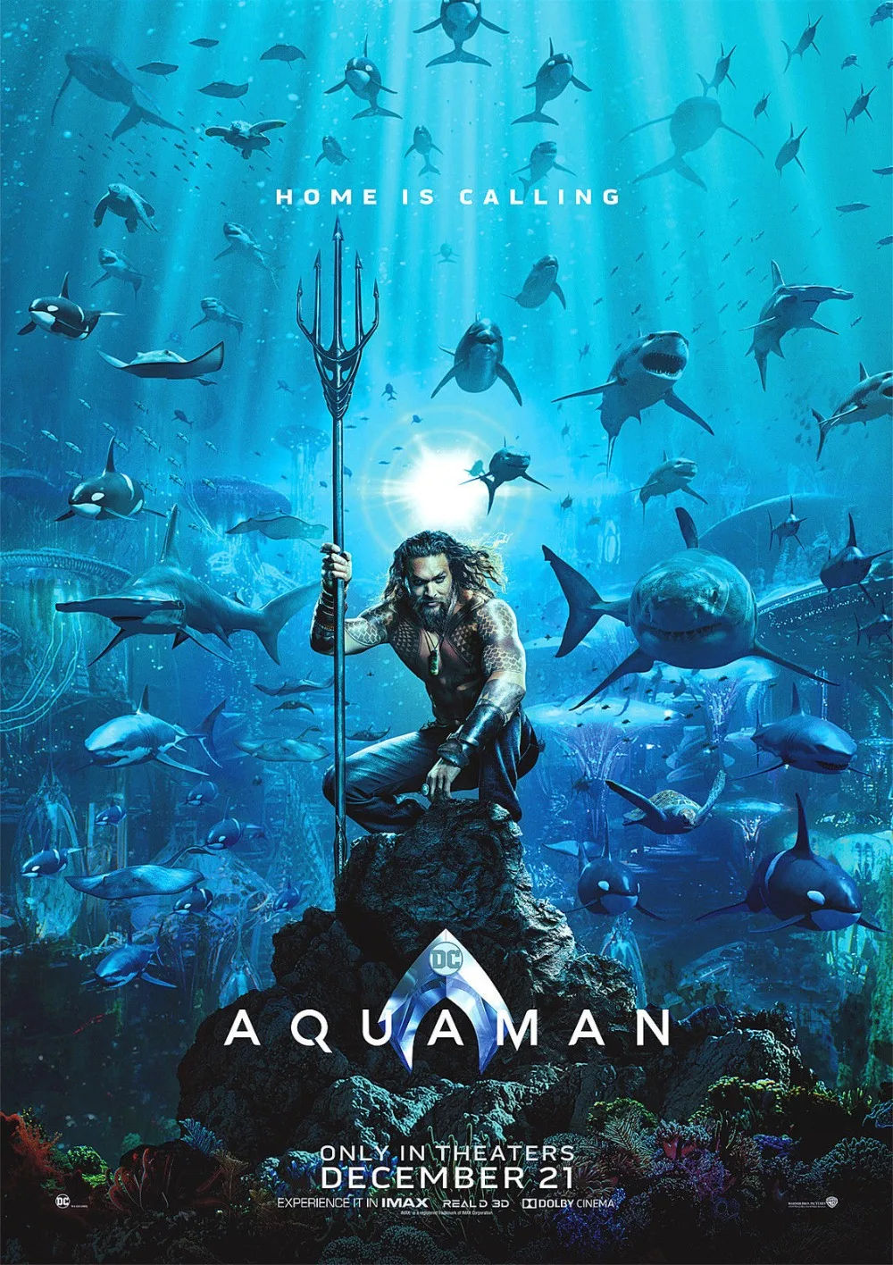 Плакат AquaMan DC New 2018 фильм юстиция Джейсон момомоа шелковая фотография стен 24x36