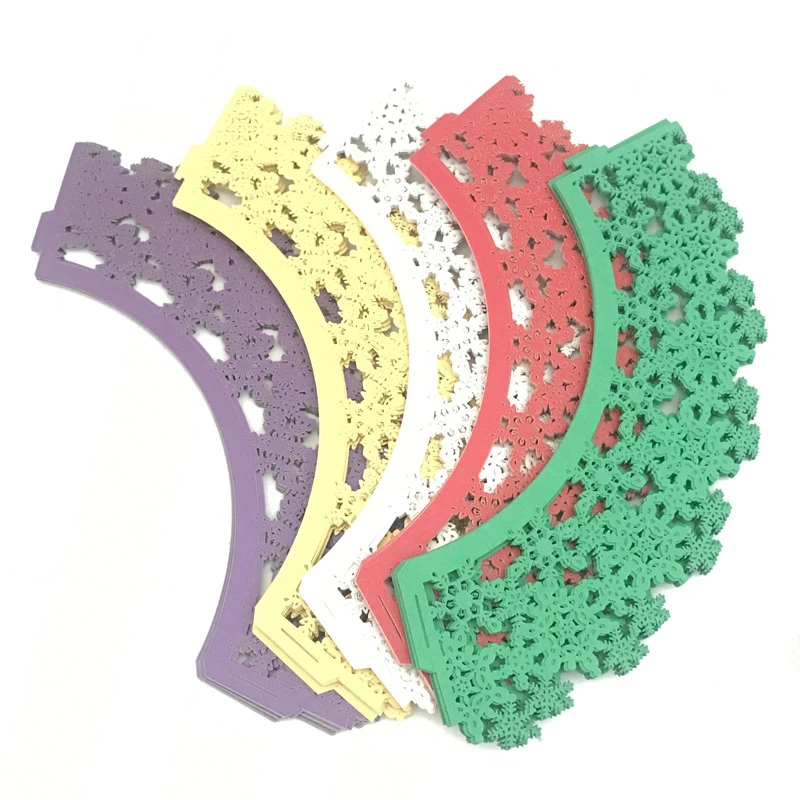 12 шт./компл. бумажные обертки для кексов Рождество Снежинка кружева выдалбливают