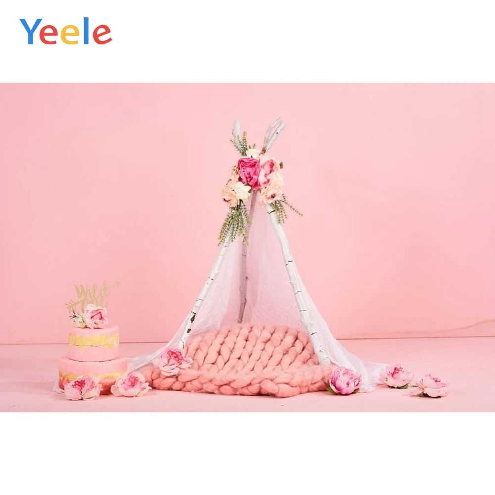 Розовые фоны Yeele палатка детская вечеринка в честь Дня рождения вигвам семейная