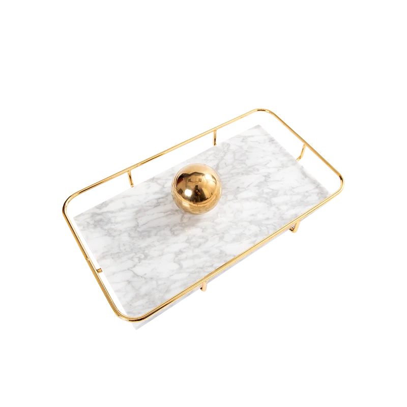 

Marble Metal Tray Model Room Coffee Table Top Decoration Fruit Plate Storage Decorations