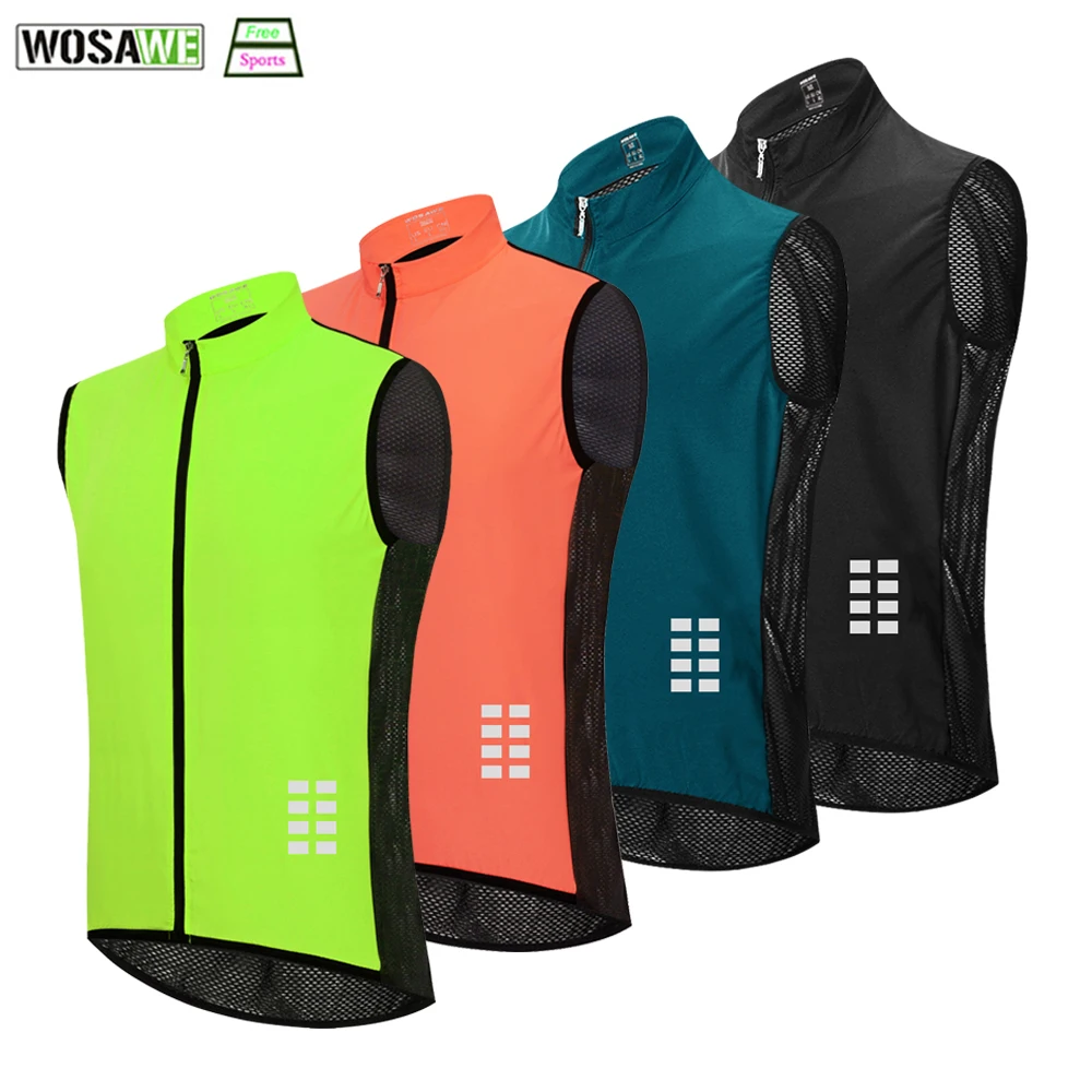 WOSAEW светоотражающие жилеты ветрозащитный Безопасный Жилет для бега мотоцикл