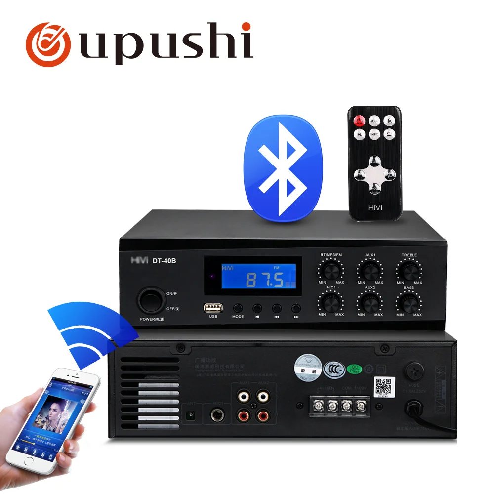 Лучший bluetooth мини усилитель динамики Hivi цифровой стерео домашний аудио 40 Вт 80 pa amp