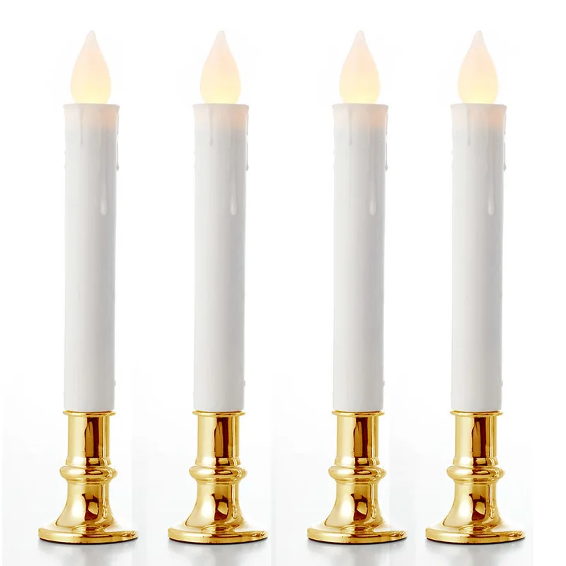 

4pcs Flickering LED Candle Light With Holder Wedding Dinner Flameless Lamp Bulb