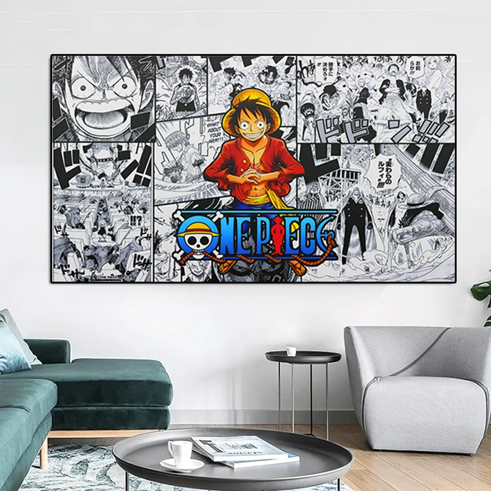 

Japanese Anime One Piece Luffy Poster Comic Characters Luffy And His Partners Canvas Painting Wall Art Kids Room Home Decoration